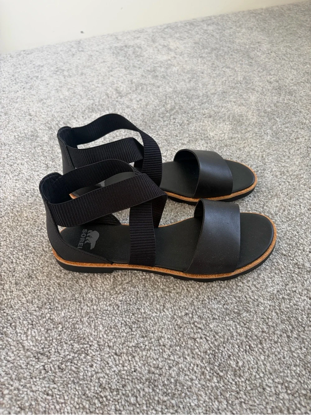 Sorel Ella III Black Sandal Size 8